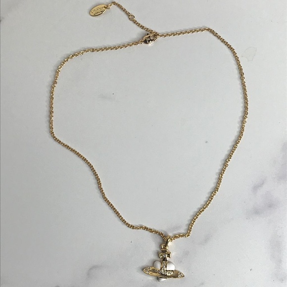 Vivienne Westwood White Enamel Heart Orb Necklace - Picture 2 of 7